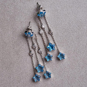 Blue Clustered Stars Earrings