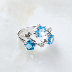 Blue Clustered Stars Ring