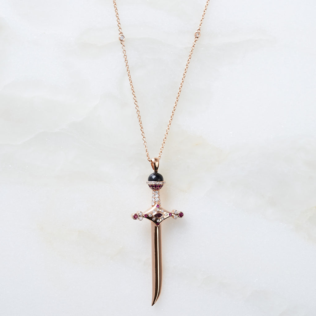 Rose Gold Sword Necklace Hgjewelery