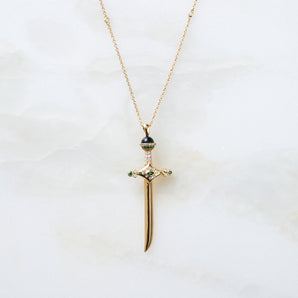 Arabian Yellow Gold Sword Necklace