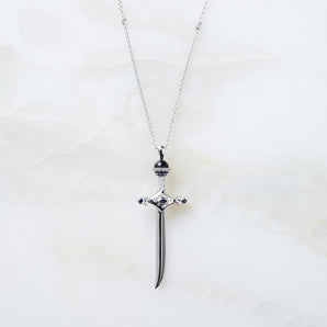 Arabian White Gold Sword Necklace