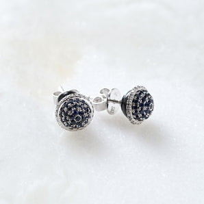 Arabian White Gold Sword Stud Earrings